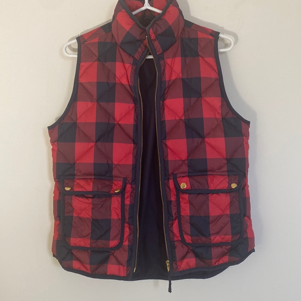 J.Crew Womens Red Blue Buffalo Check Down
Filled Vest Size Small
